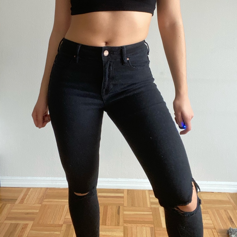 Bullhead Denim Black Ripped Jeans, Size 25